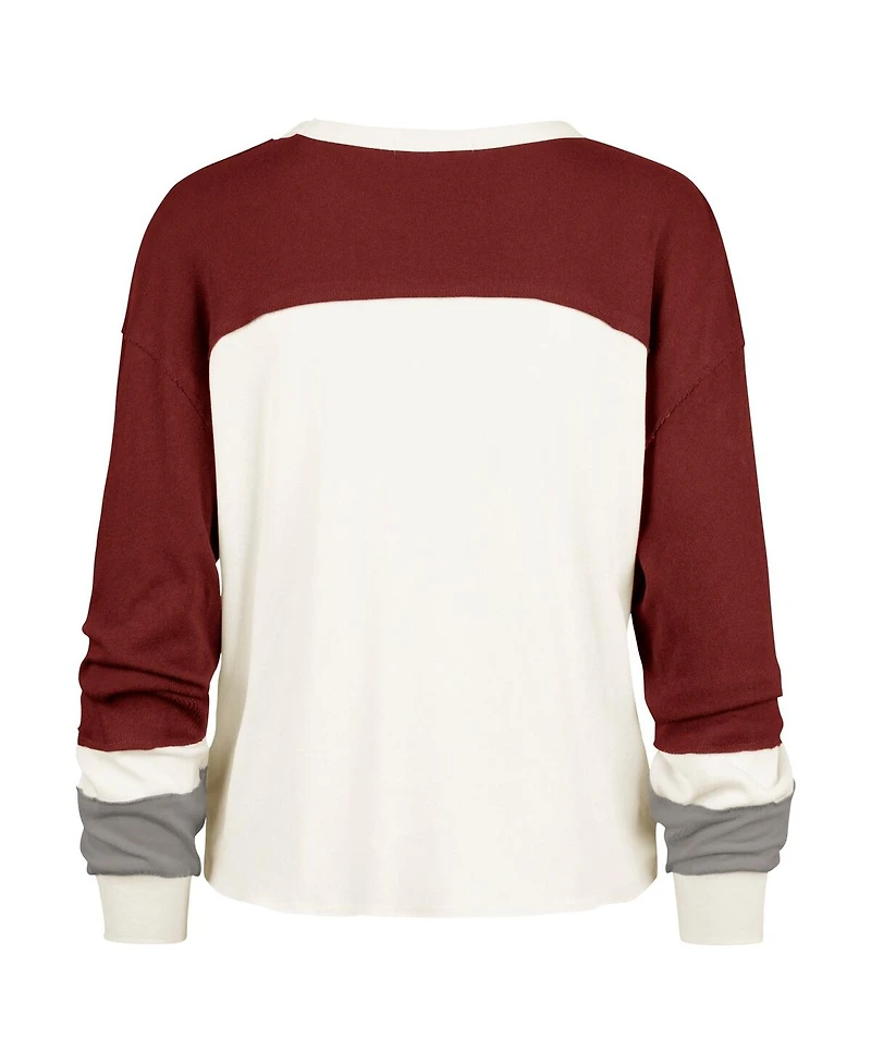 '47 Brand Women's Cream Alabama Crimson Tide Double Header Curve Raglan Long Sleeve T-Shirt