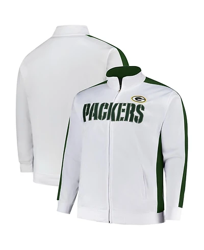 Fanatics Men's White Green Bay Packers Big Tall Tricot Full-Zip Track Jacket