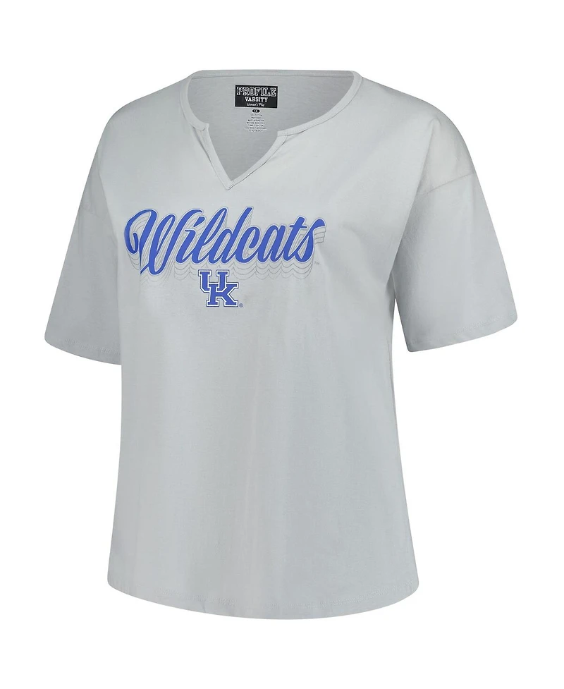 Fanatics Women's Gray Kentucky Wildcats Plus Winning Gear Notch Neck T-Shirt