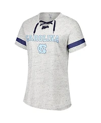 Fanatics Women's Heather Gray North Carolina Tar Heels Plus Lace-Up V-Neck T-Shirt
