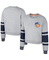 Stadium Essentials Women's Heather Gray Fc Cincinnati Scrimmage Cropped Pullover Sweatshirt
