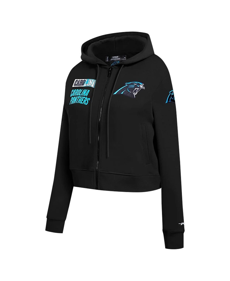 Pro Standard Women's Black Carolina Panthers Split Logo Full-Zip Hoodie