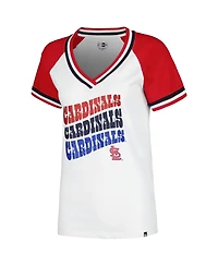 New Era Men's White St. Louis Cardinals Jersey Double Binding Raglan V-Neck T-Shirt