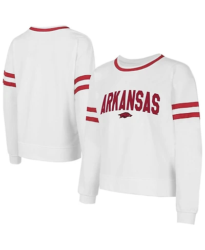 Concept Sport Women's White Arkansas Razorbacks Borough French Terry Arch Over Long Sleeve Top
