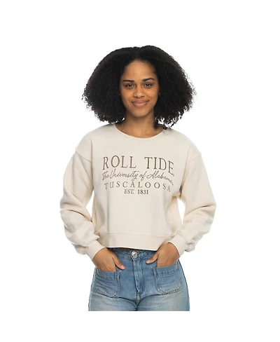 ZooZatz Women's Tan Alabama Crimson Tide Cropped Crewneck Sweatshirt