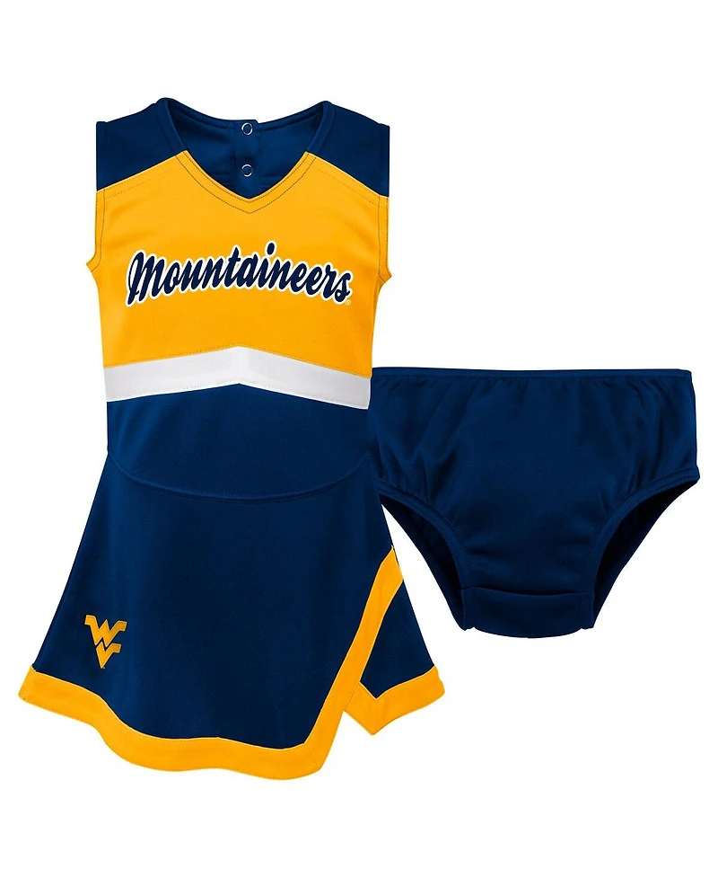 Outerstuff Girls Preschool 2-Piece Navy West Virginia Mountaineers Cheer Captain Jumper Dress and Bloomers Set