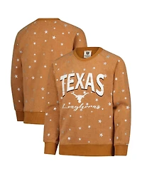 Wes & Willy Big Girls Burnt Orange Texas Longhorns Shimmer Star Reverse Sweatshirt