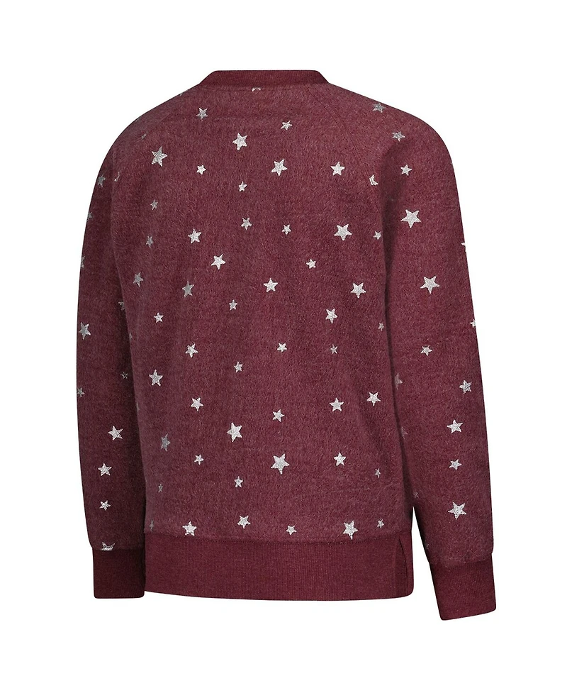 Wes & Willy Big Girls Maroon Minnesota Golden Gophers Shimmer Star Reverse Sweatshirt
