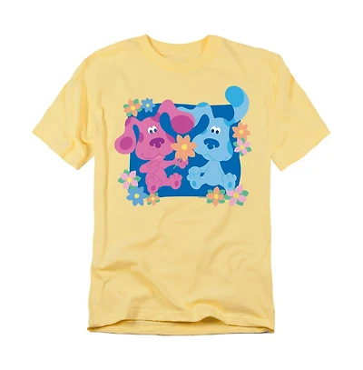 Logovision Men's Blue's Clues Magenta and Flowers T Shirt
