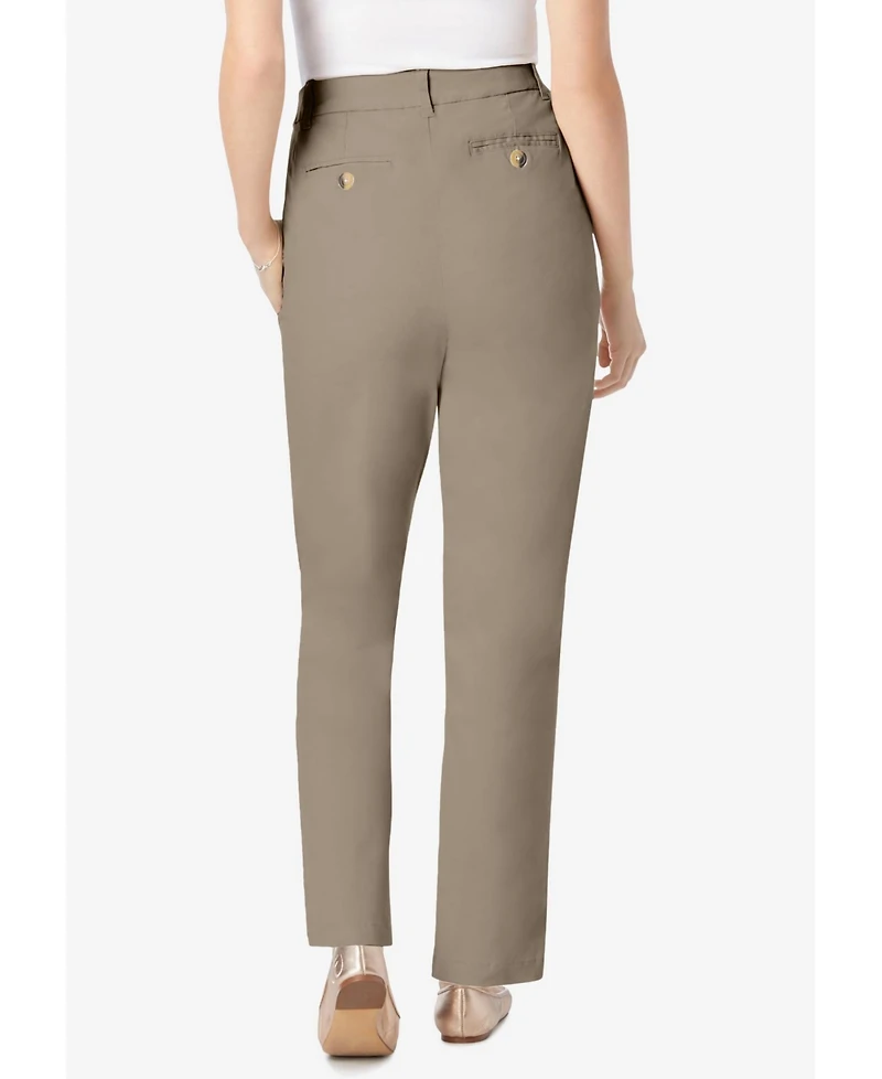 Woman Within Plus Tall Adjustable Waist Straight-Leg Chino