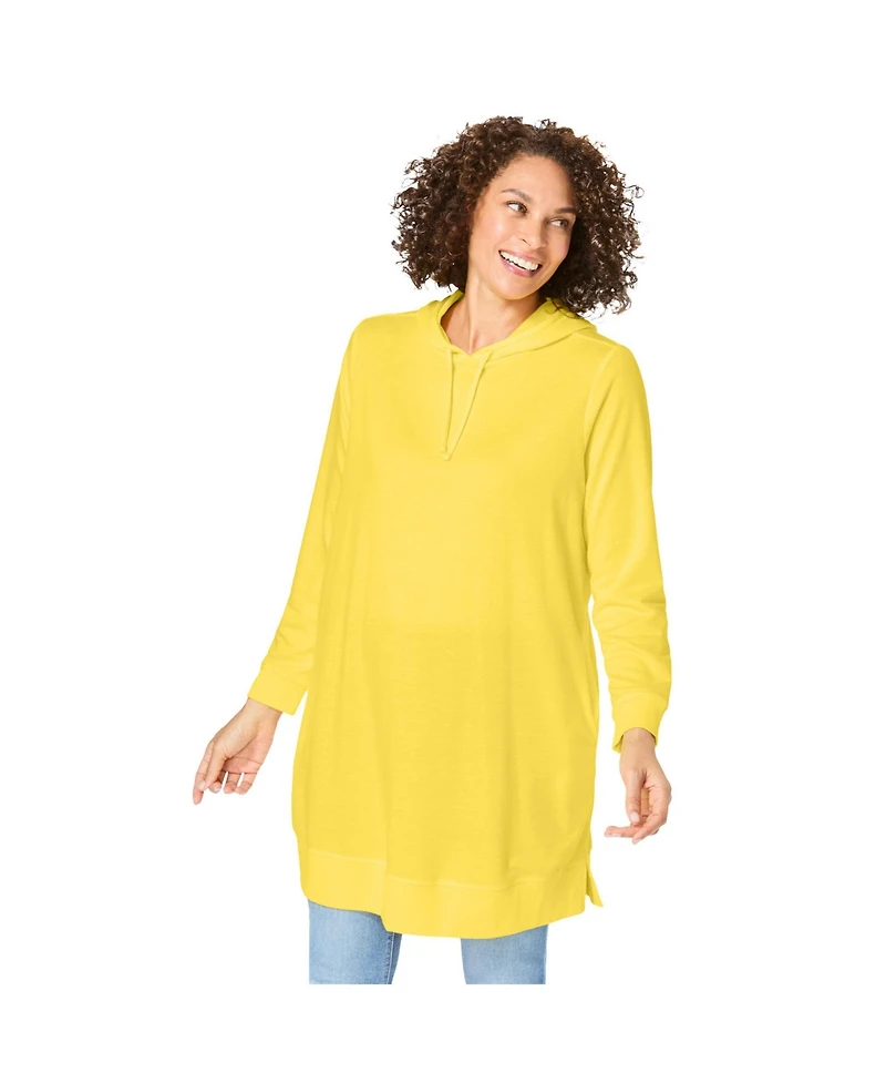 Woman Within Women's Plus Longer-Length Hoodie Sweatshirt.