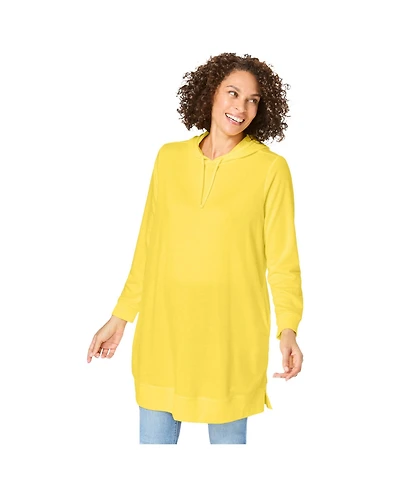 Woman Within Women's Plus Longer-Length Hoodie Sweatshirt.
