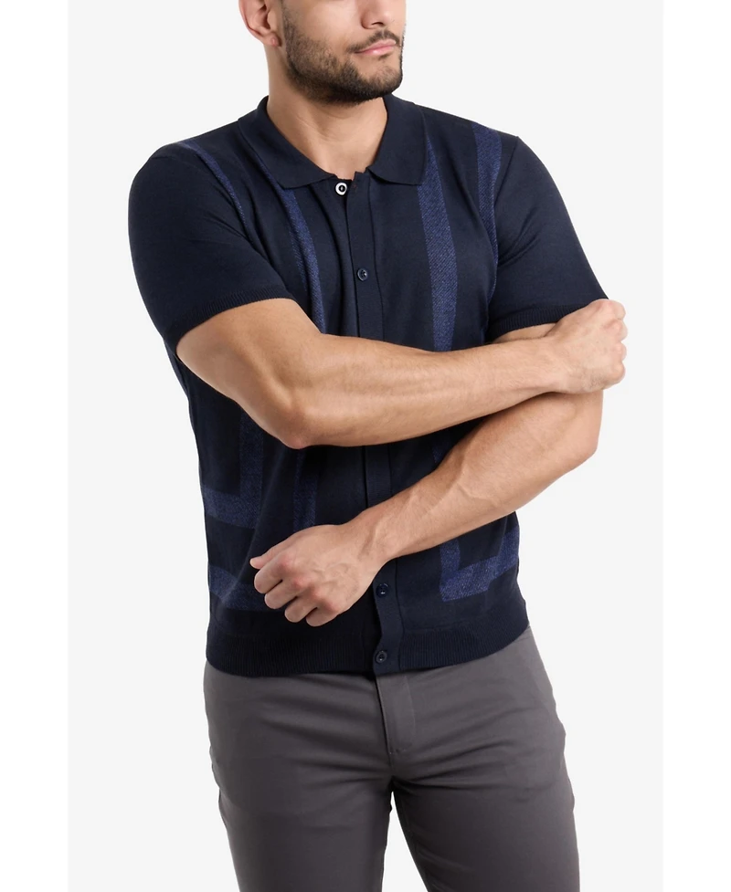 Spring + Mercer Men's Button Down Short Sleeve Sweater