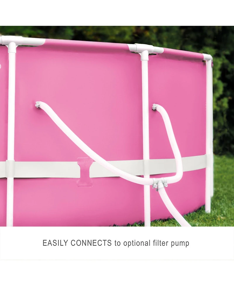 Intex 28290EH 8ft x 30in Round Metal Frame Above Ground Swimming Pool, Pink