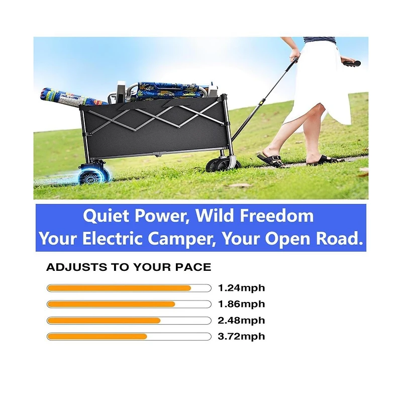Dual-drive foldable electric multi-functional sports equipment trolley: Equipped with 360° all-terrain capability, dual 300-watt motors and 6.5-i