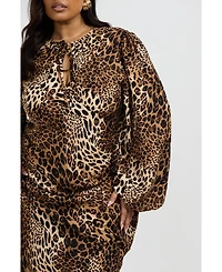 Fashion-szn Curve Women's Ruffle Leopard Print Maxi Dress