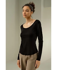 Lilysilk Women's Scoop-Neck Pure Silk Slim Fit Top