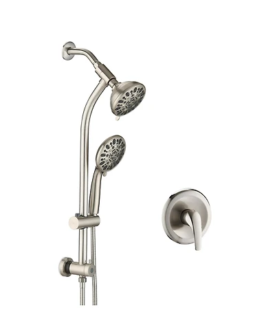 Rainsken High Pressure 48-Settings Shower Head with Handheld Shower, Adjustable Height Slide Bar Dual Shower Head Combo Set