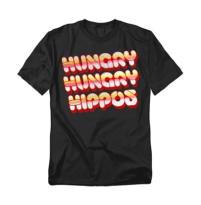 Logovision Men's Hungry Hippos Vintage Bubble Letter Logo T Shirt