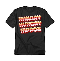 Logovision Men's Hungry Hippos Vintage Bubble Letter Logo T Shirt