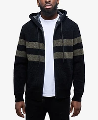Cultura Men's Full Zip Hooded Sweater With Stripes And Flannel Lining