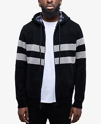 Cultura Men's Full Zip Hooded Sweater With Stripes And Flannel Lining