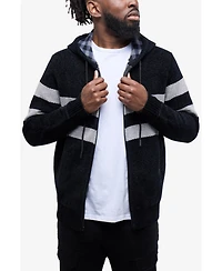 Cultura Men's Full Zip Hooded Sweater With Stripes And Flannel Lining