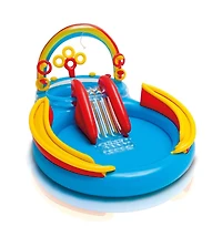Intex 9.75ft x 6.3ft x 53in Rainbow Slide Kids Play Inflatable Pool Ring Center