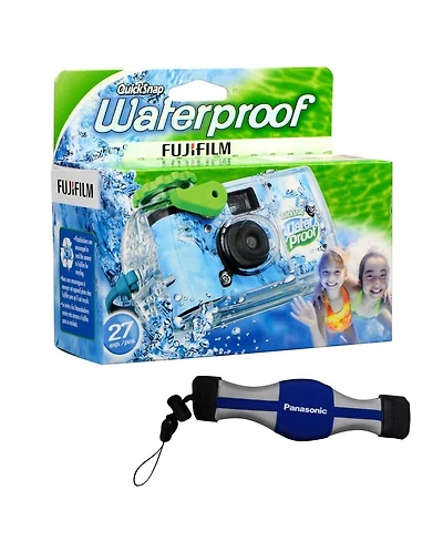 Fujifilm QuickSnap 800 Waterproof 35mm One-Time-Use Disposable Camera, 27 Exposures with Panasonic Floating Camera Strap