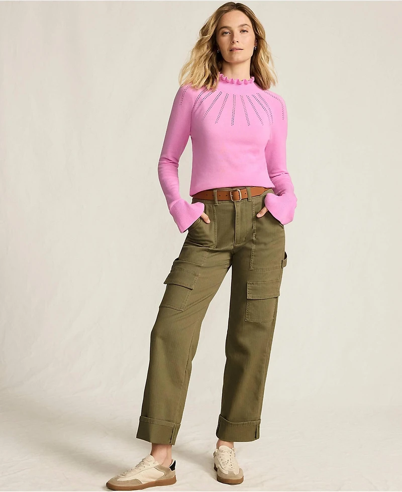 Lands' End Women's Cotton Pointelle Turtleneck Sweater