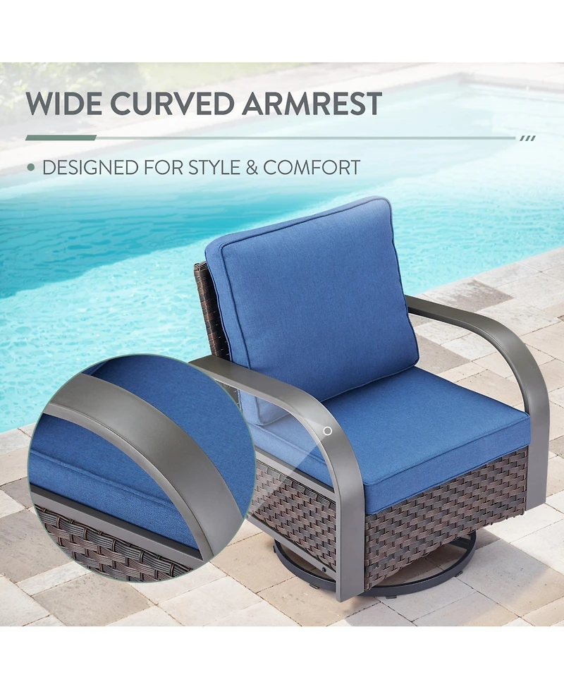 Gymojoy SteelCurve 2-Person Pe Wicker Patio Swivel Chair Outdoor Glider with CushionGuard Olefin Cushion