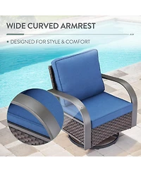 Gymojoy SteelCurve 2-Person Pe Wicker Patio Swivel Chair Outdoor Glider with CushionGuard Olefin Cushion