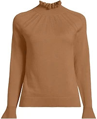 Lands' End Women's Cotton Pointelle Turtleneck Sweater