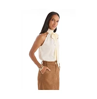 The Noli Shop Womens Rina Tie Neck Blouse - Floral Print