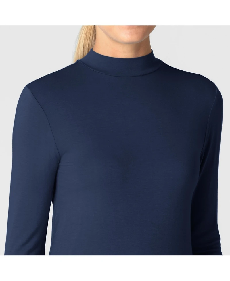 Wink Layers Women's Long Sleeve Mock Neck Silky Tee
