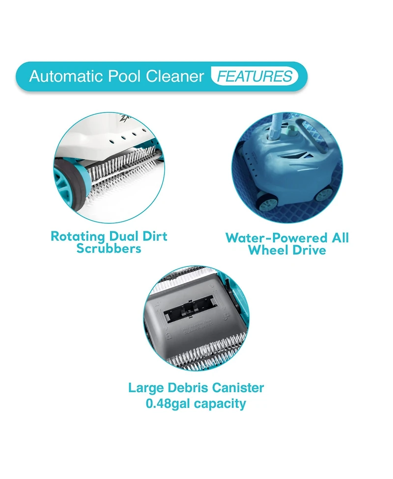 Intex 700 Gal Per Hour Above Ground Pool Cleaner Robot Vacuum w/ 21 Ft Hose