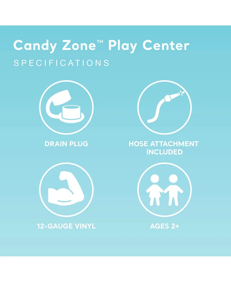 Intex 9ft x 6ft x 51in Kids Inflatable Candy Zone Play Center Pool w/ Waterslide