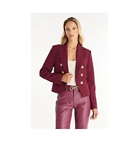 The Noli Shop Womens Gabrielle Double Breasted Blazer - Merlot