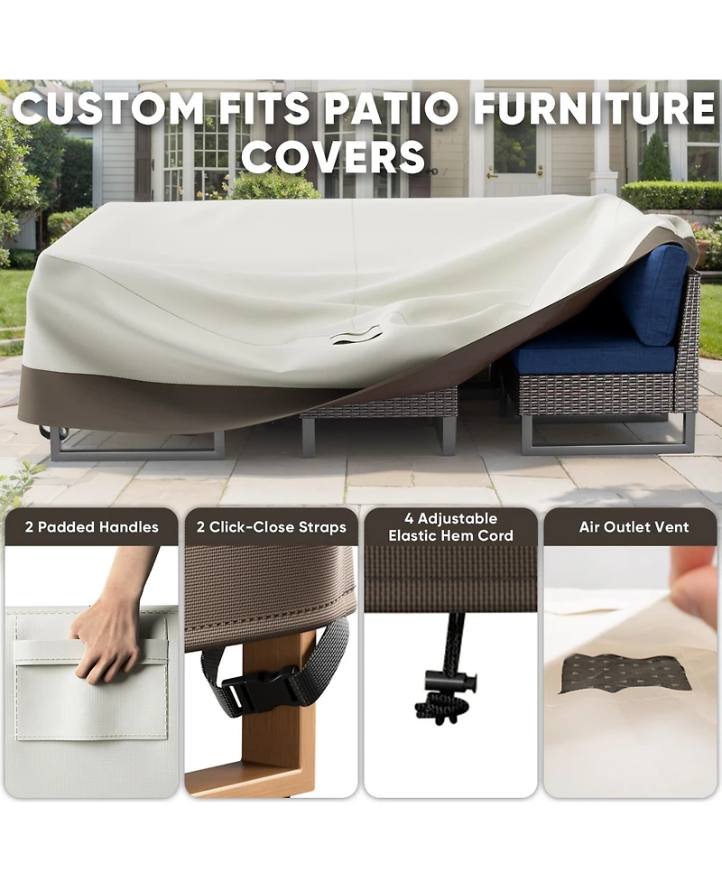 Gymojoy High-Quality 600D Oxford Fabric Outdoor Furniture Cover With Handles and Storage Bag Gray/Brown Beige