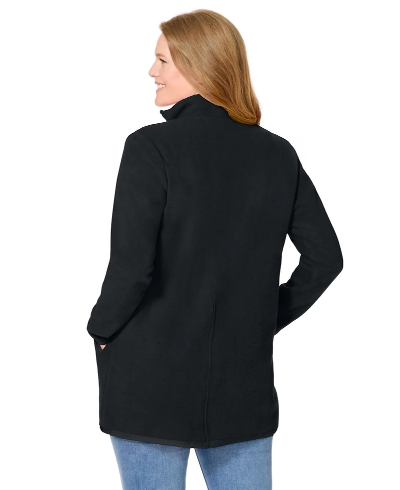 Woman Within Women's Plus Zip-Front Microfleece Jacket