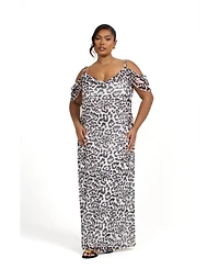 Fashion-szn Curve Women's Leopard Maxi Dress