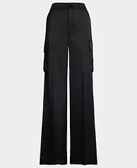 Lauren Ralph Women's Satin Charmeuse Wide-Leg Cargo Pants