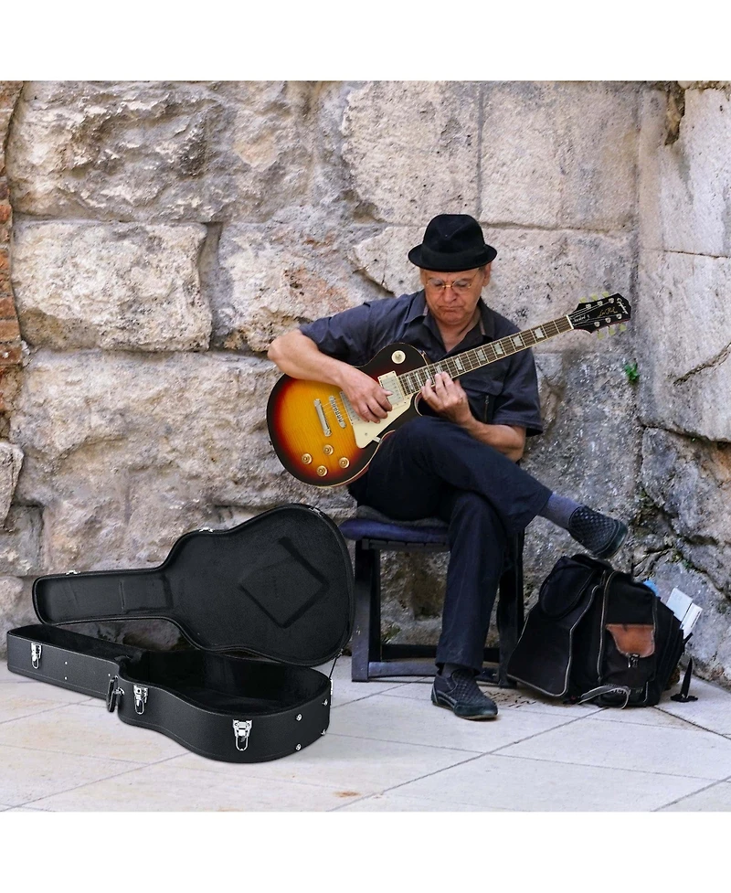 Yescom 41" Acoustic Guitar Case Hard Shell w/ Folding Guitar Stand for Electric Bass
