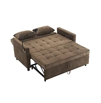 Maison Boucle 56.9" Pull-Out Sleeper Sofa with Usb Ports, Phone Holder & Adjustable Backrest, Convertible Sofa Bed with Pillows-Maison Boucle