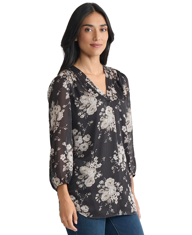 Jones New York Women's 3/4-Sleeve V-Neck Tunic Top