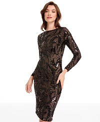 Dress the Population Women's Emmalyn Long-Sleeve Boat Neck