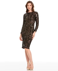 Dress the Population Women's Emmalyn Long-Sleeve Boat Neck