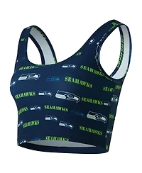 Concepts Sport Women's College Navy Seattle Seahawks Mosaic Allover Print Bralette