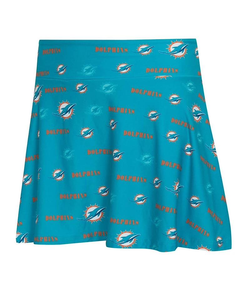 Concepts Sport Women's Aqua Miami Dolphins Mosaic Allover Print Skort