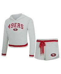 Concepts Sport Women's Gray San Francisco 49ers Whitley Long Sleeve Hoodie Top Shorts Set